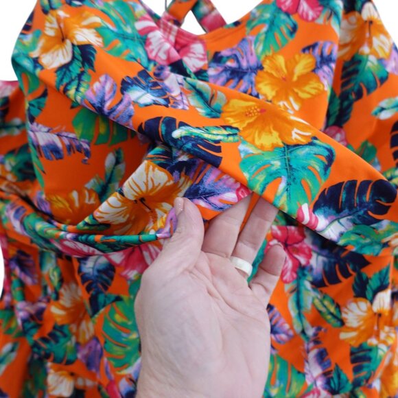 NWOT Denim & Co. Beach Regular Sweetheart Twist Front Swim Dress Sz 26W Orange - Picture 3 of 15